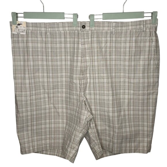 NWT Roundtree & Yorke Mens Classic Fit Flat Front Plaid Shorts Size 54 Cotton - Picture 1 of 7